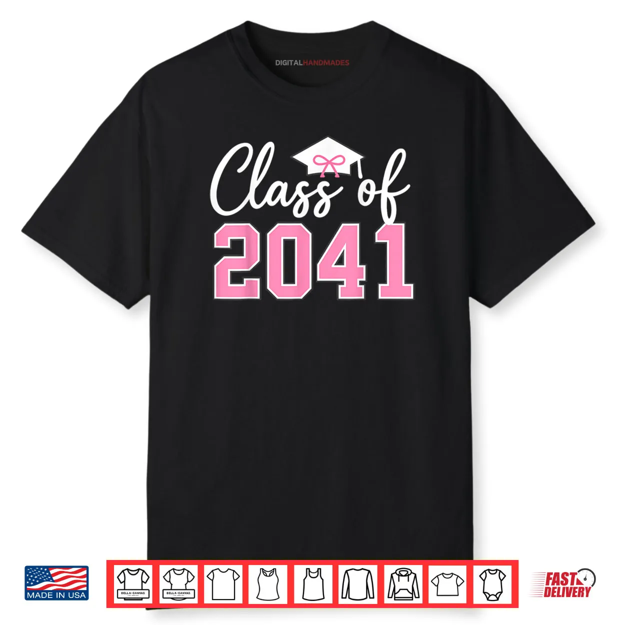 Class of 2041 Grow with Me Kindergarten Pink Coquette Bow Shirt Class of 2041 Grow with Me Kindergarten Pink Coquette Bow Shirt