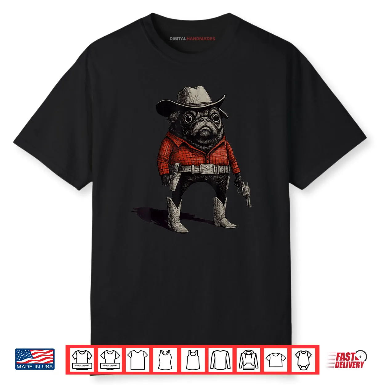 Cowboy Pug Dog Funny Western Outfit Red Pug Cowboy Meme Shirt Cowboy Pug Dog Funny Western Outfit Red Pug Cowboy Meme Shirt