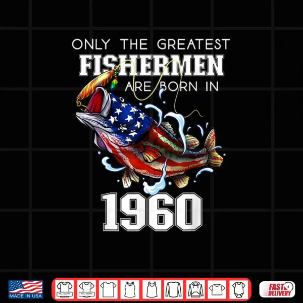 Design 65th Birthday 1960 Fishermen Bass Fishing 65 Year Old Shirt