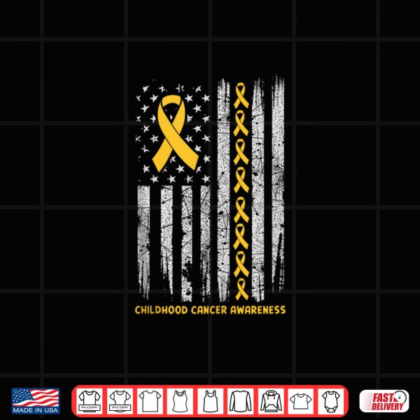 Design American Flag Childhood Cancer Awareness Warrior Fighter Shirt