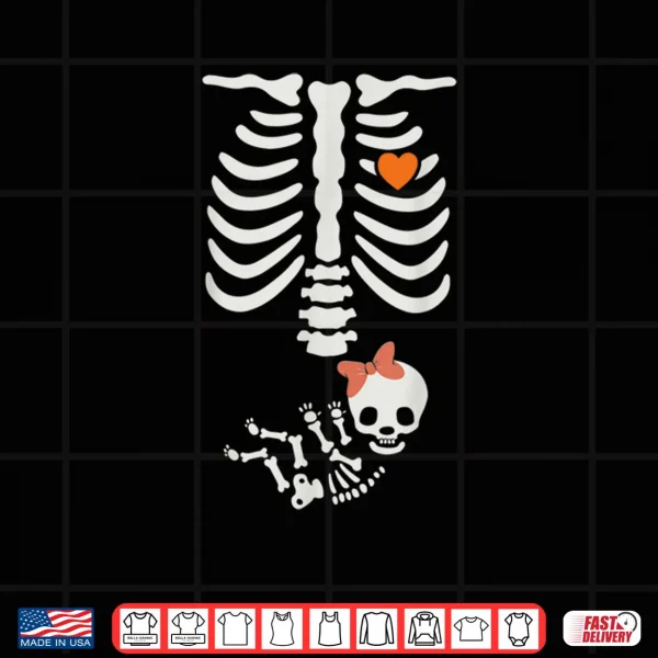 Design Baby Shower Skeleton Halloween Pregnancy Annoucement Shirt