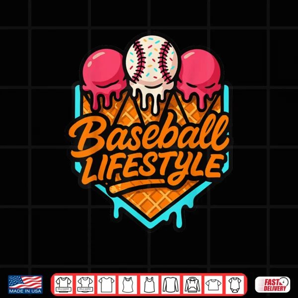 Design Baseball Lifestyle 101 Apparel Youth Baseball Drip Icecream Shirt