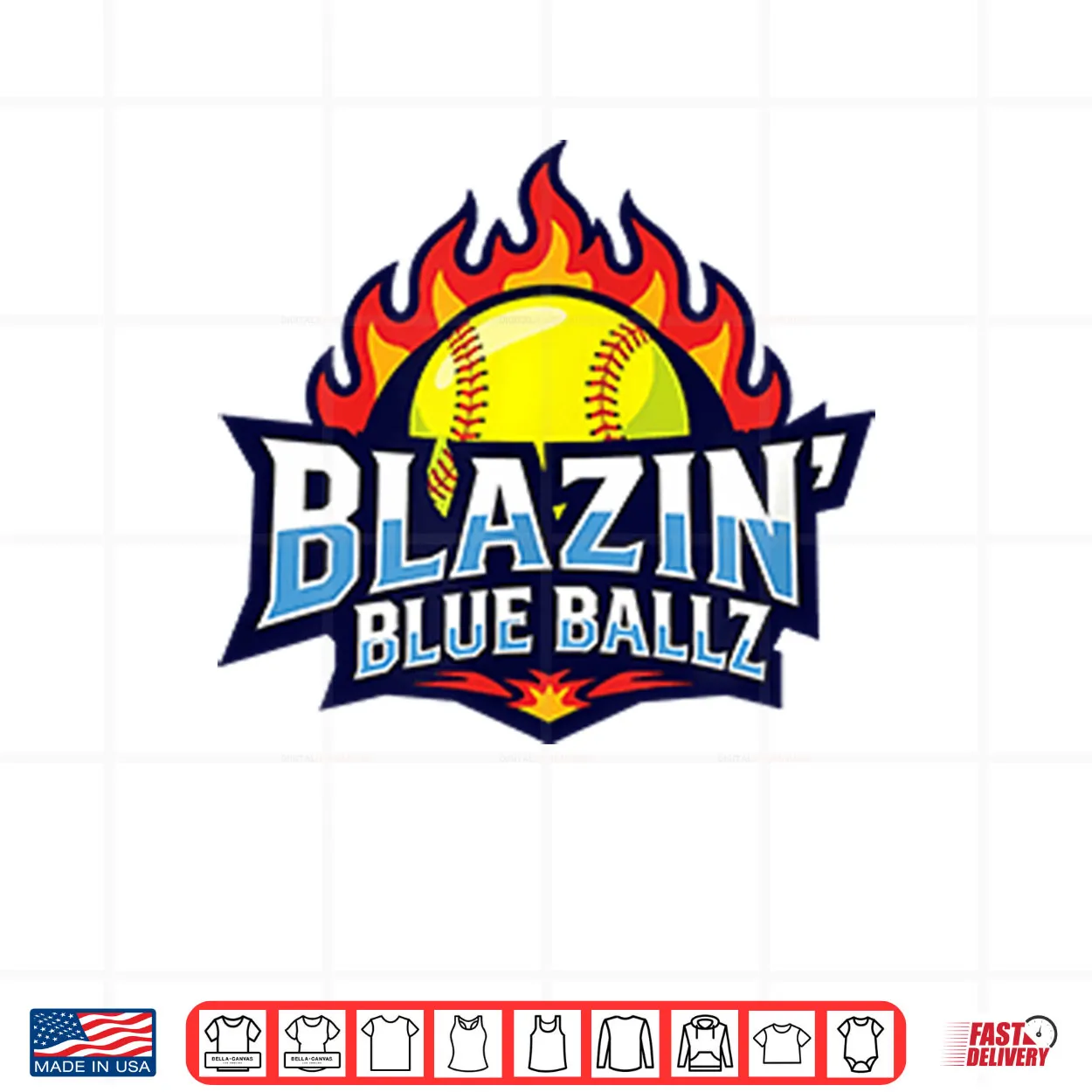 Blazin Blue Ballz Softball Shirt Blazin Blue Ballz Softball Shirt