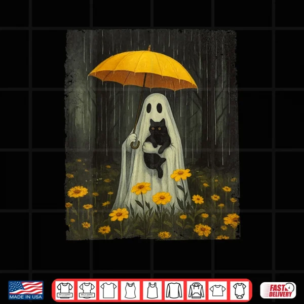 Boo Ghost Umbrella Black Cat Floral Halloween Shirt 3 Design Boo Ghost Umbrella Black Cat Floral Halloween Shirt