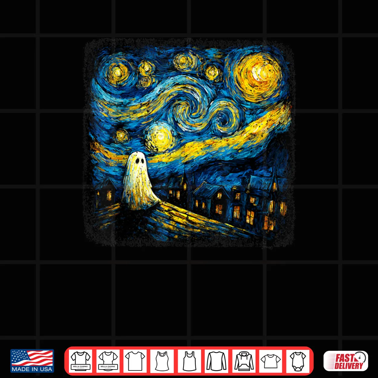 Boo Sheet Ghost Starry Night Van Gogh Halloween Shirt Boo Sheet Ghost Starry Night Van Gogh Halloween Shirt
