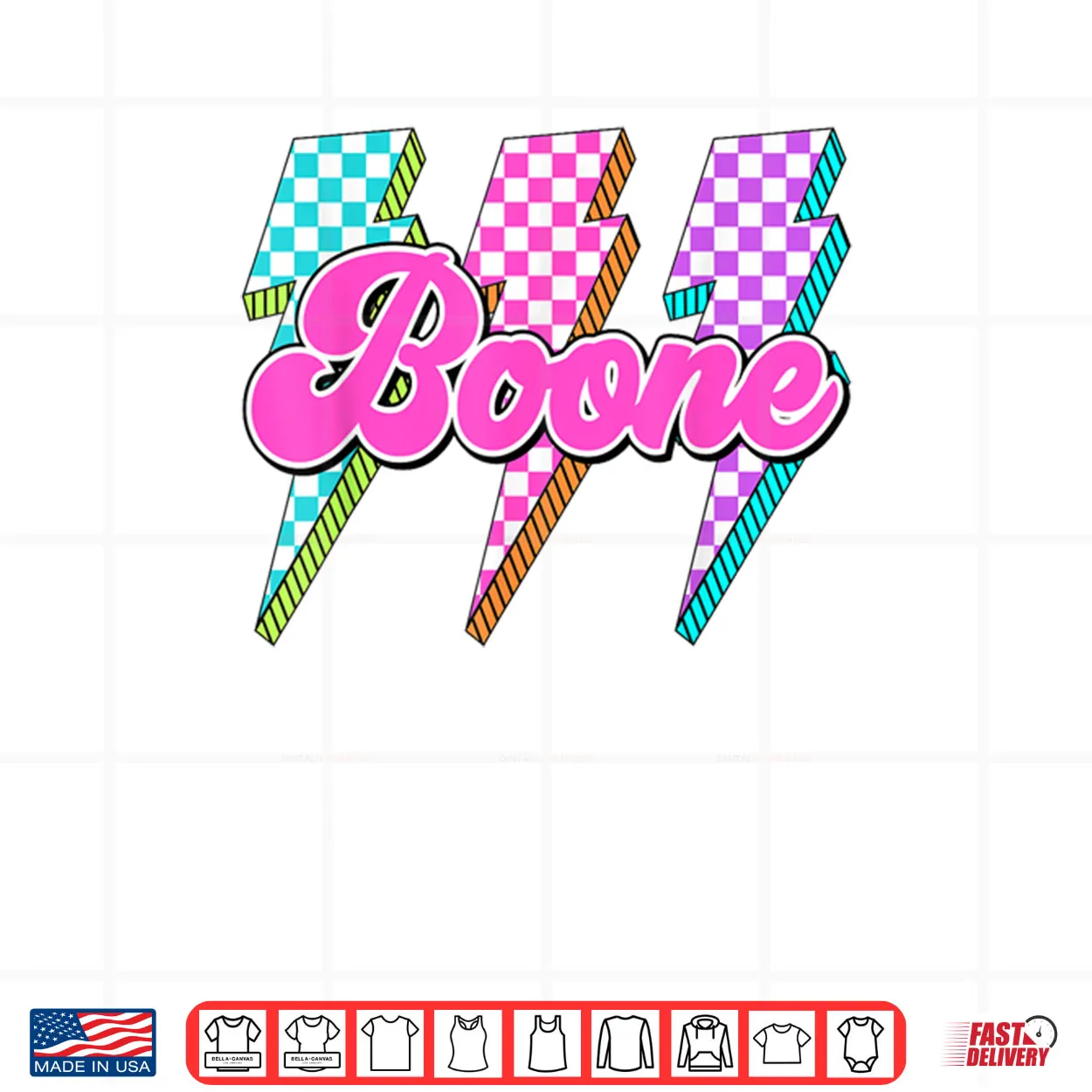 Boone Lightning Bolt Checkered I Love Boone 80’s Vintage Shirt Boone Lightning Bolt Checkered I Love Boone 80’s Vintage Shirt