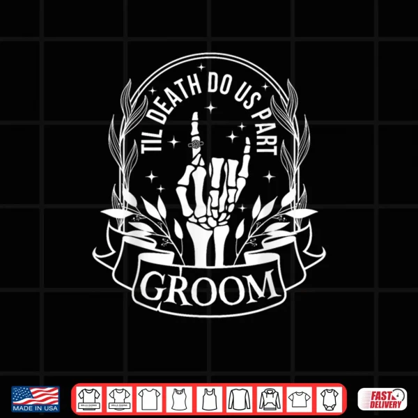 Design Bride Groom Skeleton Gothic Halloween Engagement Wedding Shirt