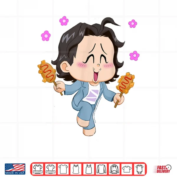 Design Chibi Bobby Enjoying Corn Dogs KPop Demon Hunters Shirt