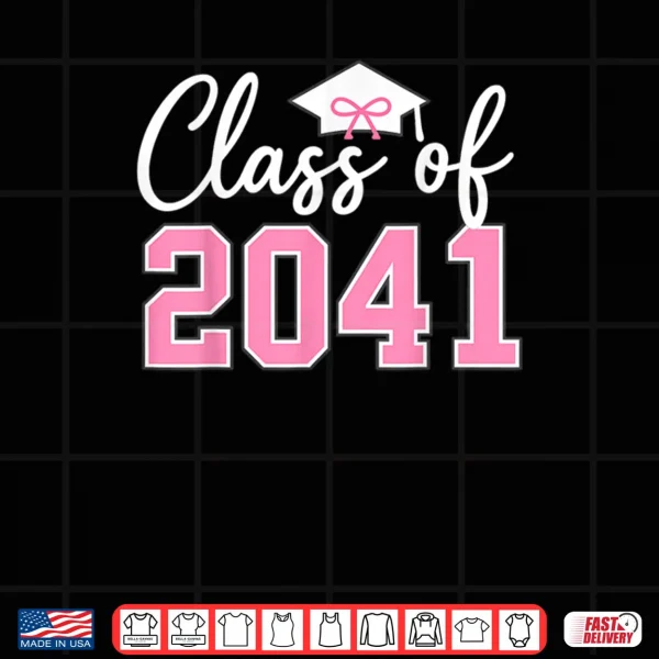 Class of 2041 Grow with Me Kindergarten Pink Coquette Bow Shirt 3 Design Class of 2041 Grow with Me Kindergarten Pink Coquette Bow Shirt