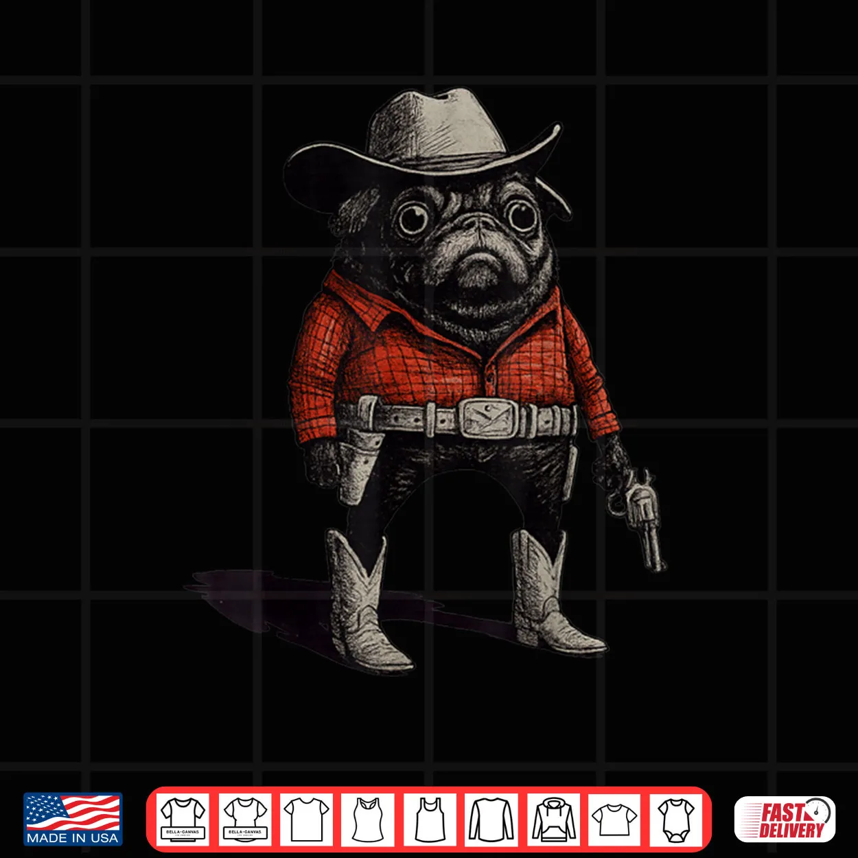 Cowboy Pug Dog Funny Western Outfit Red Pug Cowboy Meme Shirt Cowboy Pug Dog Funny Western Outfit Red Pug Cowboy Meme Shirt