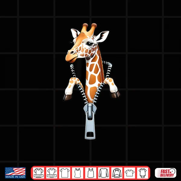 Cute Giraffe Emerging from A Zipper Shirt 3 Design Cute Giraffe Emerging from A Zipper Shirt