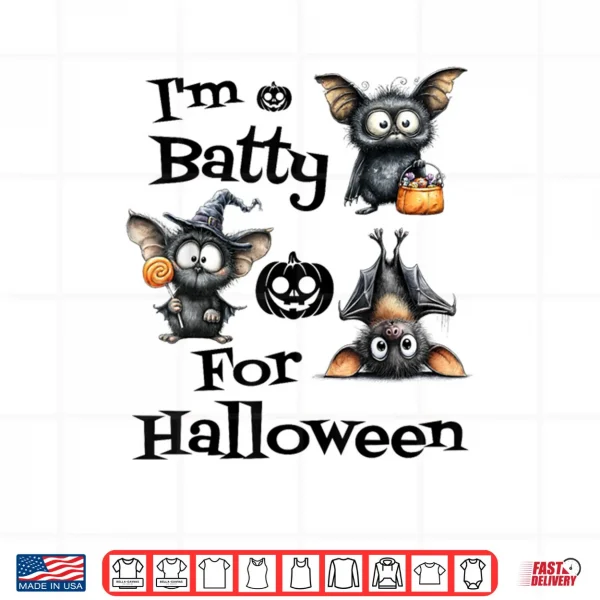 Design Cute Spooky Bat Halloween Trick or Treat Funny Shirt