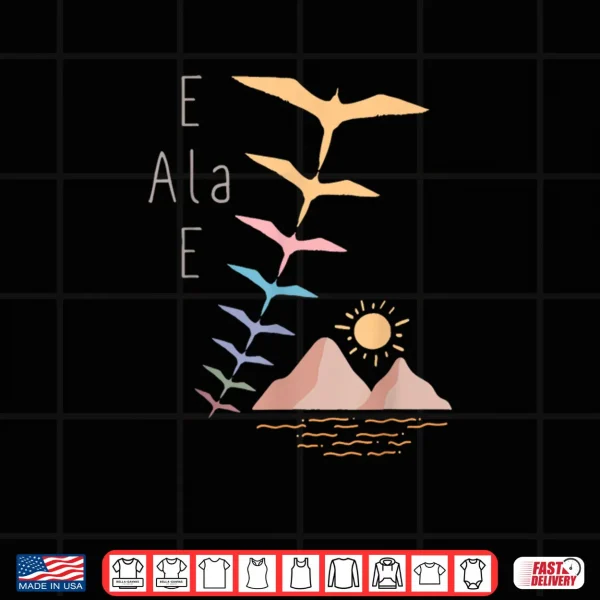 Design E Ala E Awaken Arise Boho IWA Bird Sunrise Hawaiian Shirt