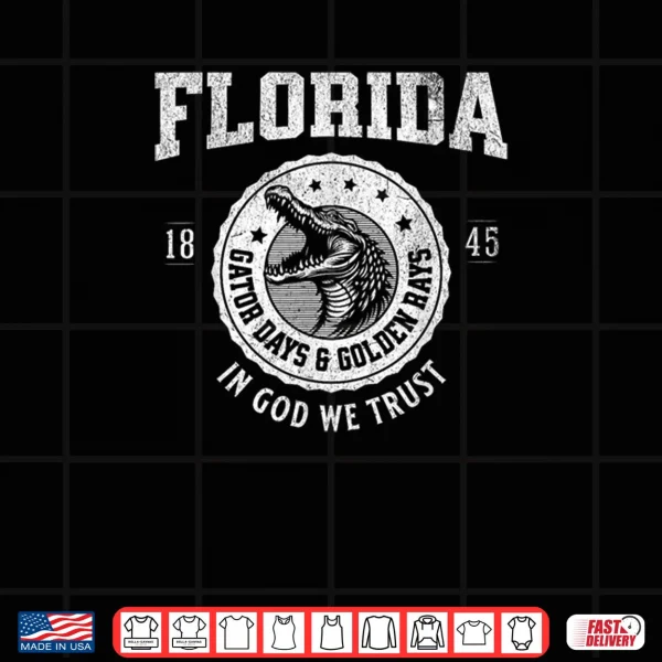 Design Florida Gator Days Golden Rays Retro Alligator Head Shirt