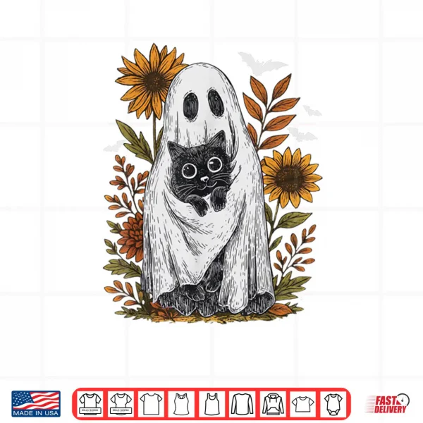 Funny Ghost Holding Black Cat Halloween Ghost Cat Lovers Shirt 3 Design Funny Ghost Holding Black Cat Halloween Ghost Cat Lovers Shirt