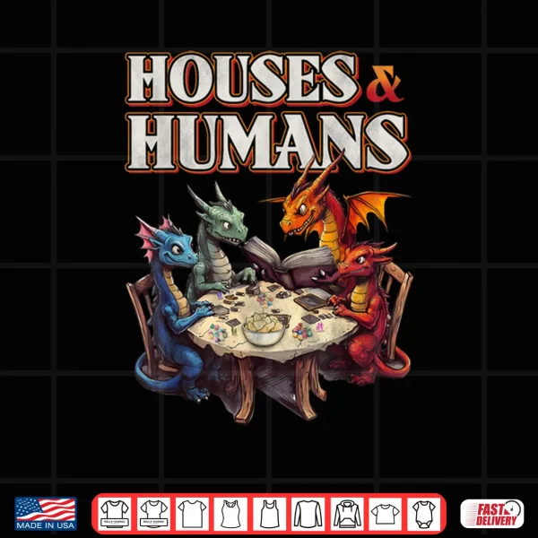 Design Gaming Houses Humans Funny RPG Parody Gamer Shirt