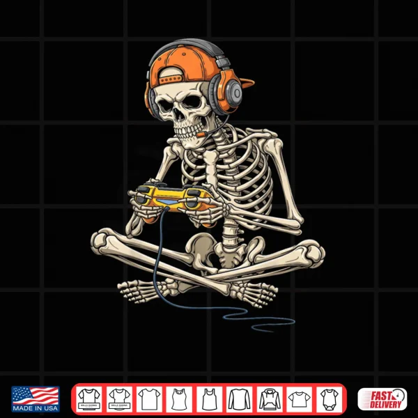 Design Halloween Skeleton Gamer Video Gaming Funny Gaming Skeleton Shirt