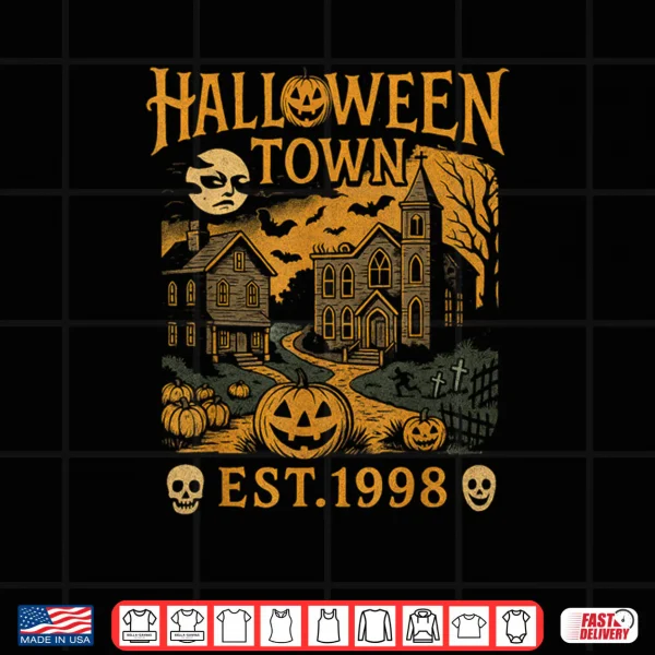 Halloween Town Scene Pumpkin Graveyard Horror Shirt 3 Design Halloween Town Scene Pumpkin Graveyard Horror Shirt