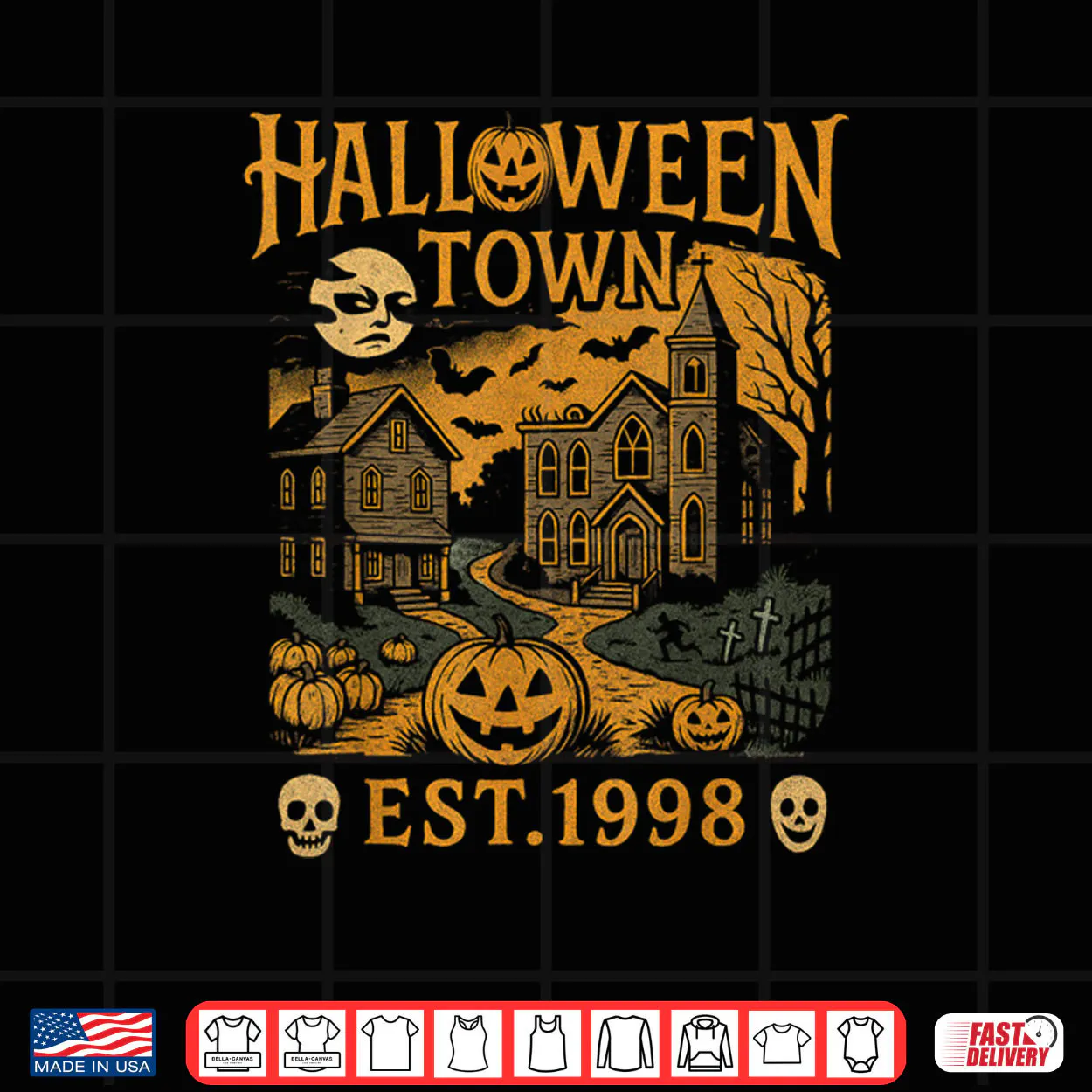 Halloween Town Scene Pumpkin Graveyard Horror Shirt Halloween Town Scene Pumpkin Graveyard Horror Shirt
