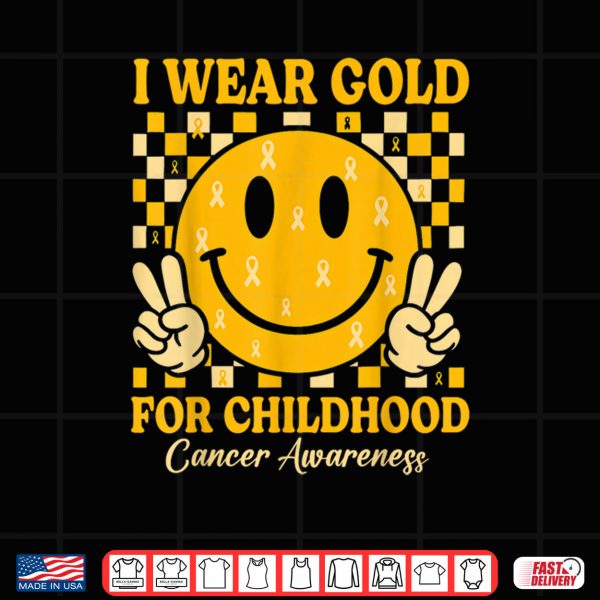 I Wear Gold for Childhood Cancer Awareness Gold Ribbon Shirt 3 Design I Wear Gold for Childhood Cancer Awareness Gold Ribbon Shirt