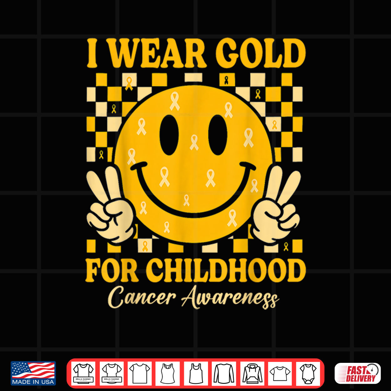 I Wear Gold for Childhood Cancer Awareness Gold Ribbon Shirt I Wear Gold for Childhood Cancer Awareness Gold Ribbon Shirt