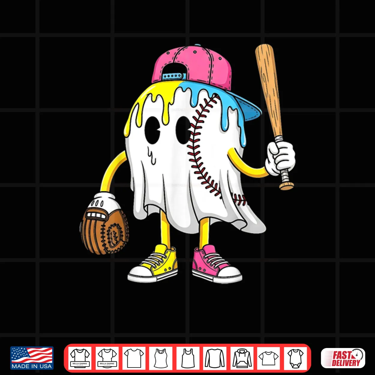 Ice Cream Drip Ghost Baseball Spots Baseball Drip Halloween Shirt Ice Cream Drip Ghost Baseball Spots Baseball Drip Halloween Shirt