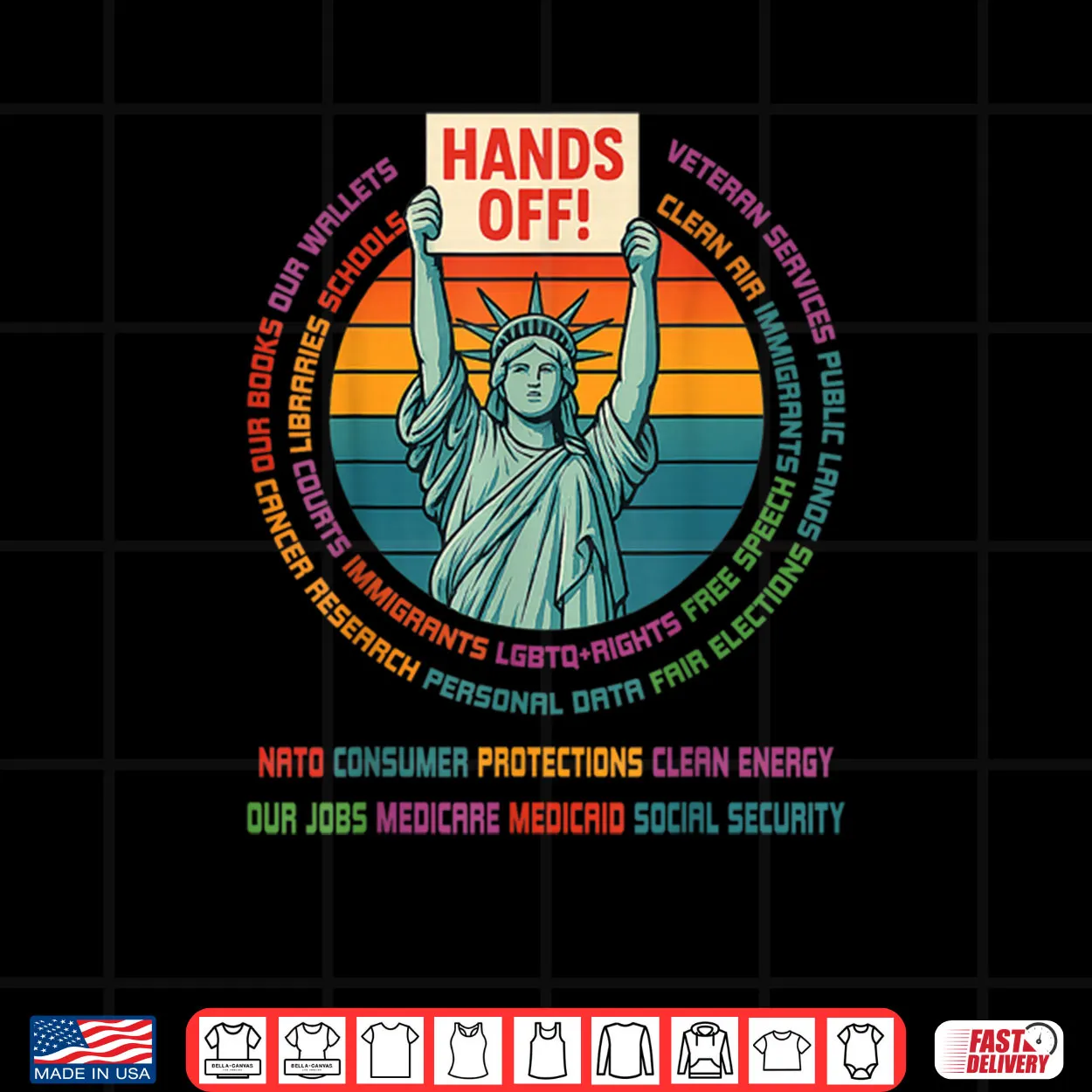 Liberty Statue Hands Off Freedom Protest Retro Shirt Liberty Statue Hands Off Freedom Protest Retro Shirt