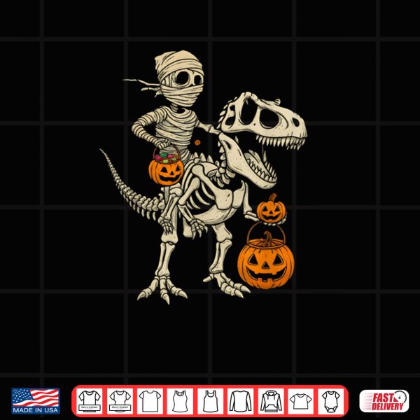 Design Mummy Skeleton Riding Dinosaur T Rex Shirt