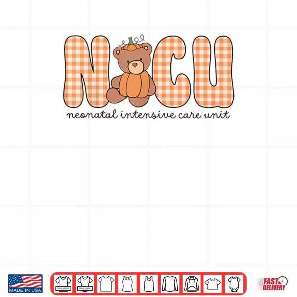 Design NICU Neonatal Intensive Care Nurse Bear Pumpkin Halloween Shirt