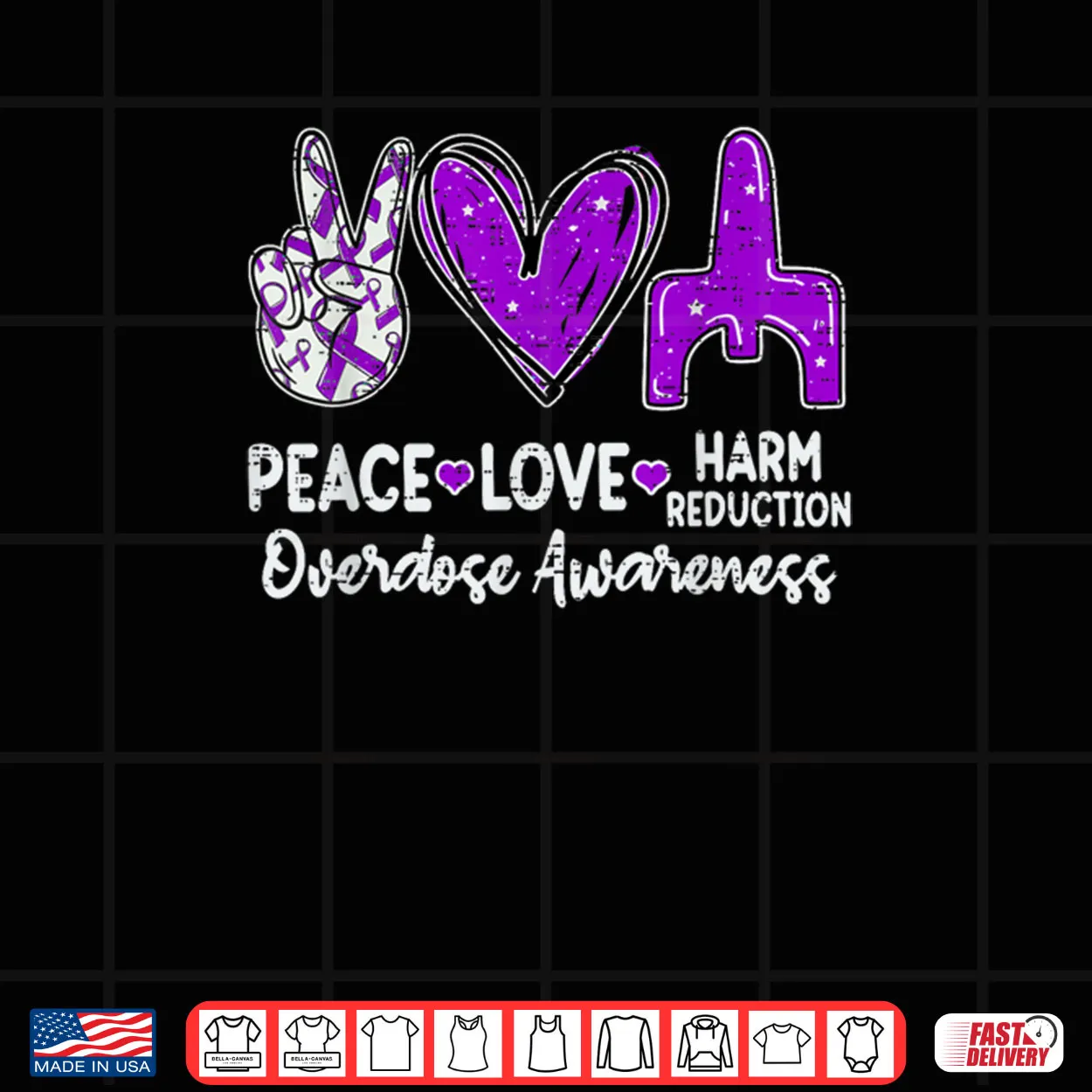 Peace Love Harm Reduction Overdose Awareness Ribbon Purple Shirt Peace Love Harm Reduction Overdose Awareness Ribbon Purple Shirt