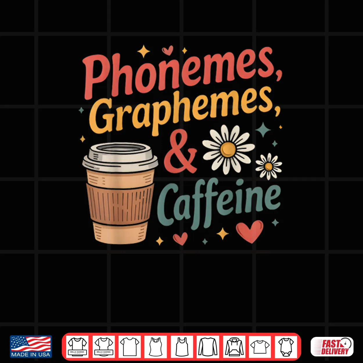 Phonemes Graphemes and Caffeine Funny Reading Back to School Shirt Phonemes Graphemes and Caffeine Funny Reading Back to School Shirt