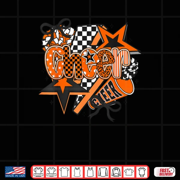 Design Preppy Cheer Game Day Cheer Mom Cheerleader Go Cheer Orange Shirt