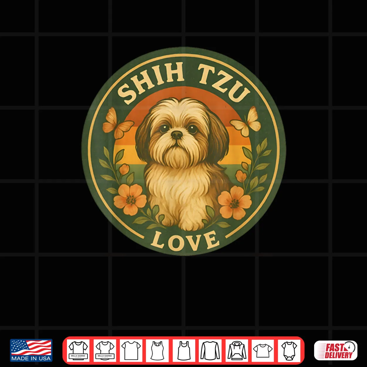 Shih tzu Dog Retro Floral Vintage Shih tzu Sunset Badge Shirt Shih tzu Dog Retro Floral Vintage Shih tzu Sunset Badge Shirt