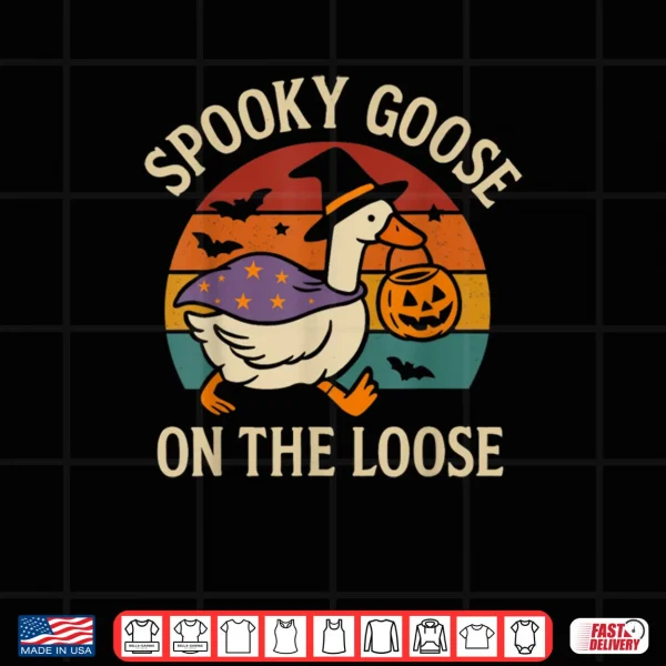 Spooky Goose On The Loose Funny Halloween Retro Shirt 3 Design Spooky Goose On The Loose Funny Halloween Retro Shirt