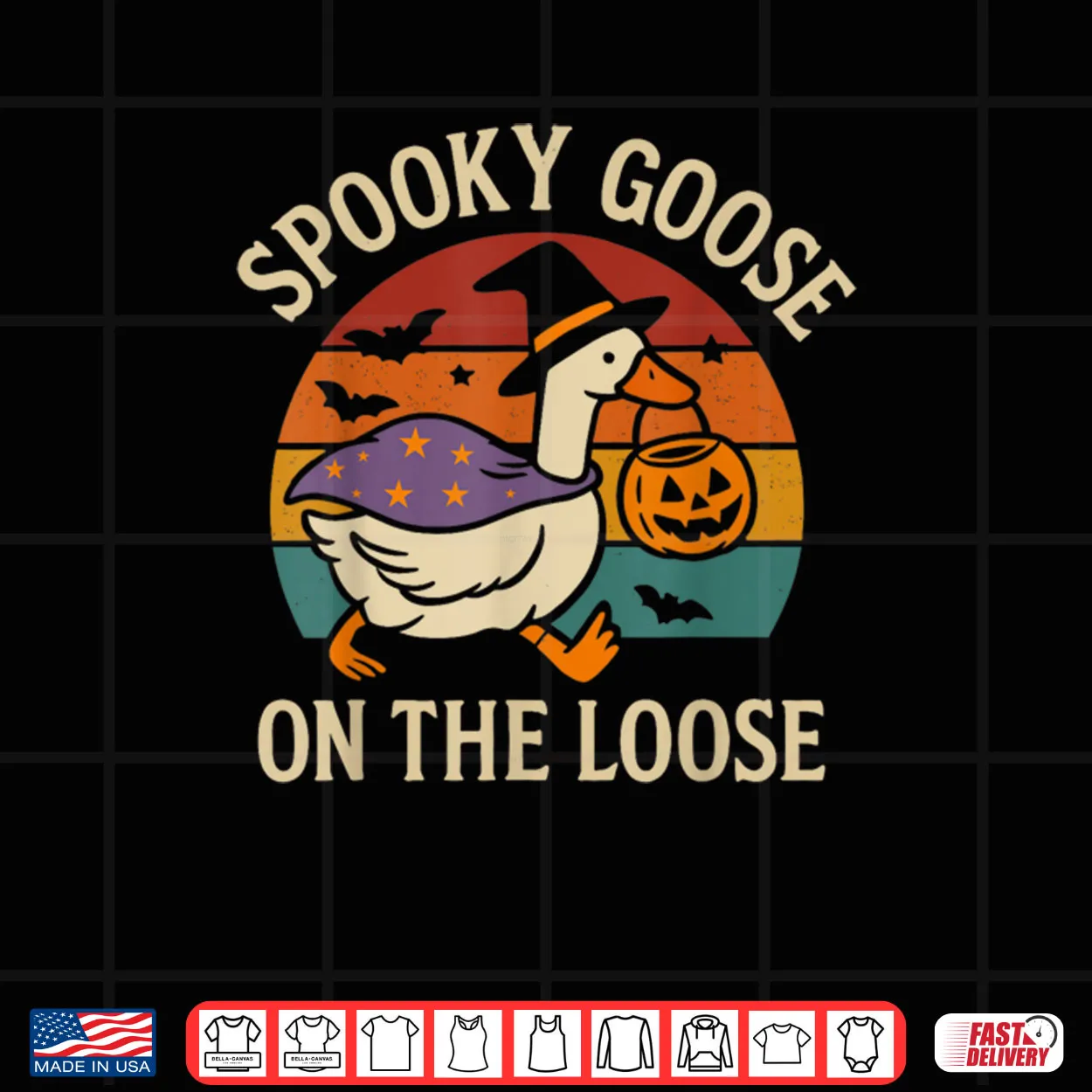 Spooky Goose On The Loose Funny Halloween Retro Shirt Spooky Goose On The Loose Funny Halloween Retro Shirt