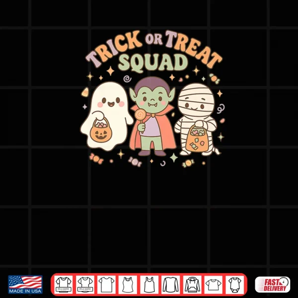 Trick or Treat Squad Pastel Halloween Ghost Vampire Mummy Shirt 3 Design Trick or Treat Squad Pastel Halloween Ghost Vampire Mummy Shirt