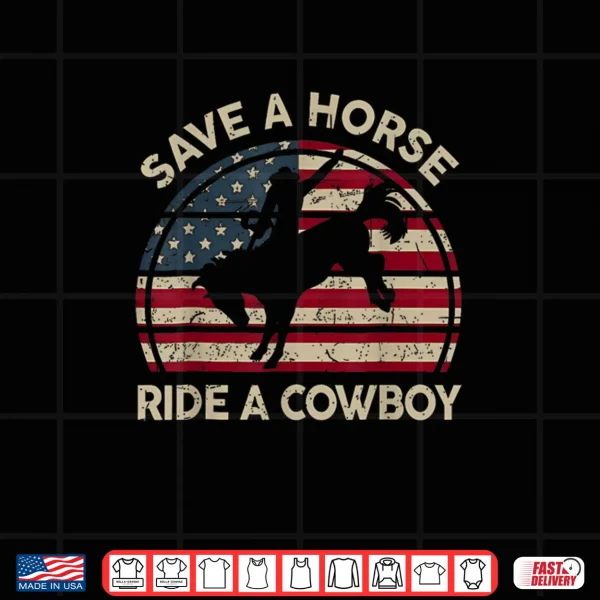 Design Vintage Rodeo Cowboy Western Country Horse USA Patriotic Shirt