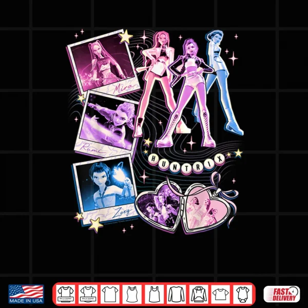 Design Zoey Showcase Retro Neon Poster Huntrix Kpop Demon Hunter Shirt