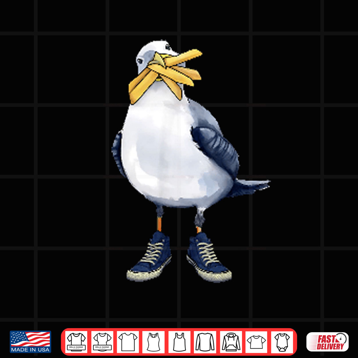 Seagull With Fries And Sneakers Fun Shirt Seagull With Fries And Sneakers Fun Shirt