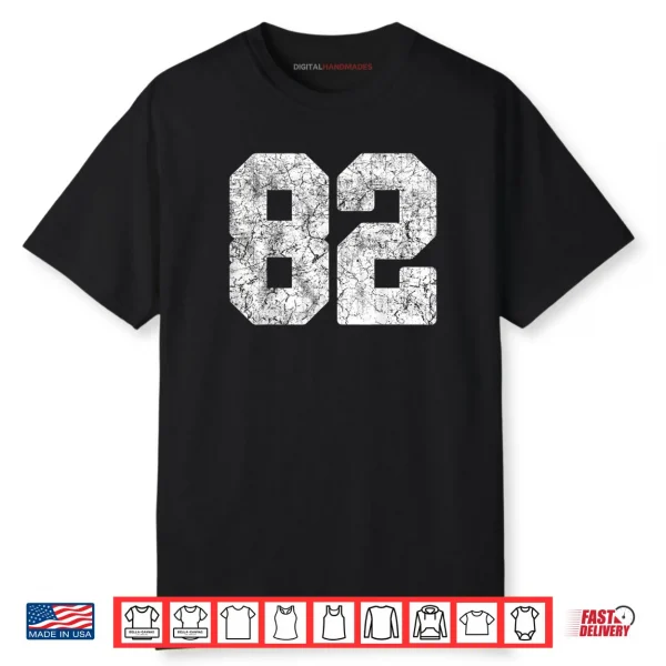 Distressed White Number 82 Jersey Player Uniform Shirt