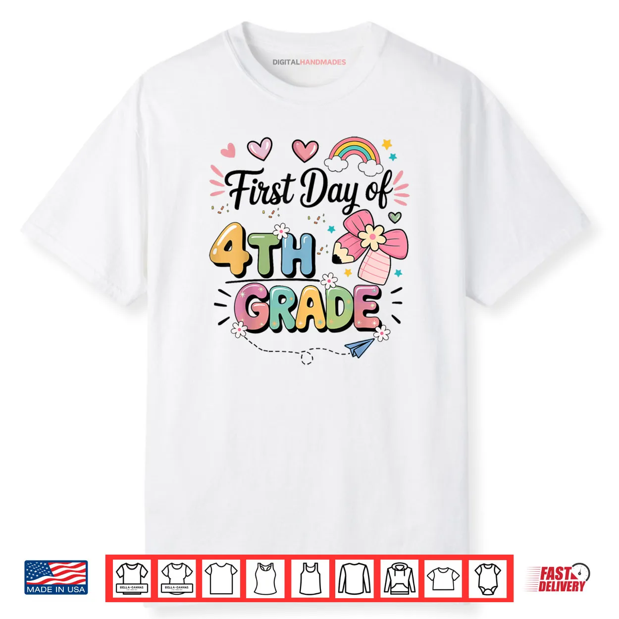 First Day Of 4th Grade Back To School Teacher Girls Shirt First Day Of 4th Grade Back To School Teacher Girls Shirt