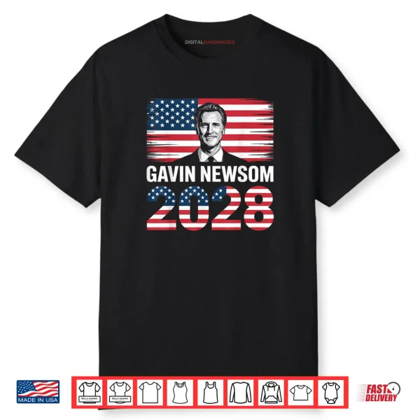 Gavin Newsom 2028 for President 48 American Flag Patriotic Shirt