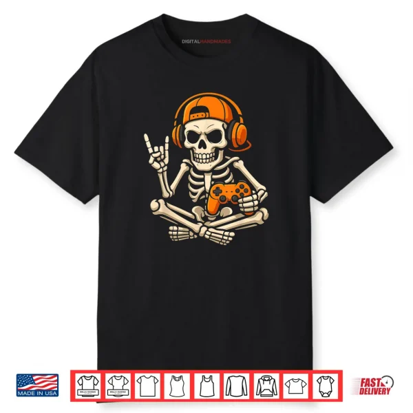 Halloween Skeleton Gamer Video Gaming Teenage Boy Grandson Shirt