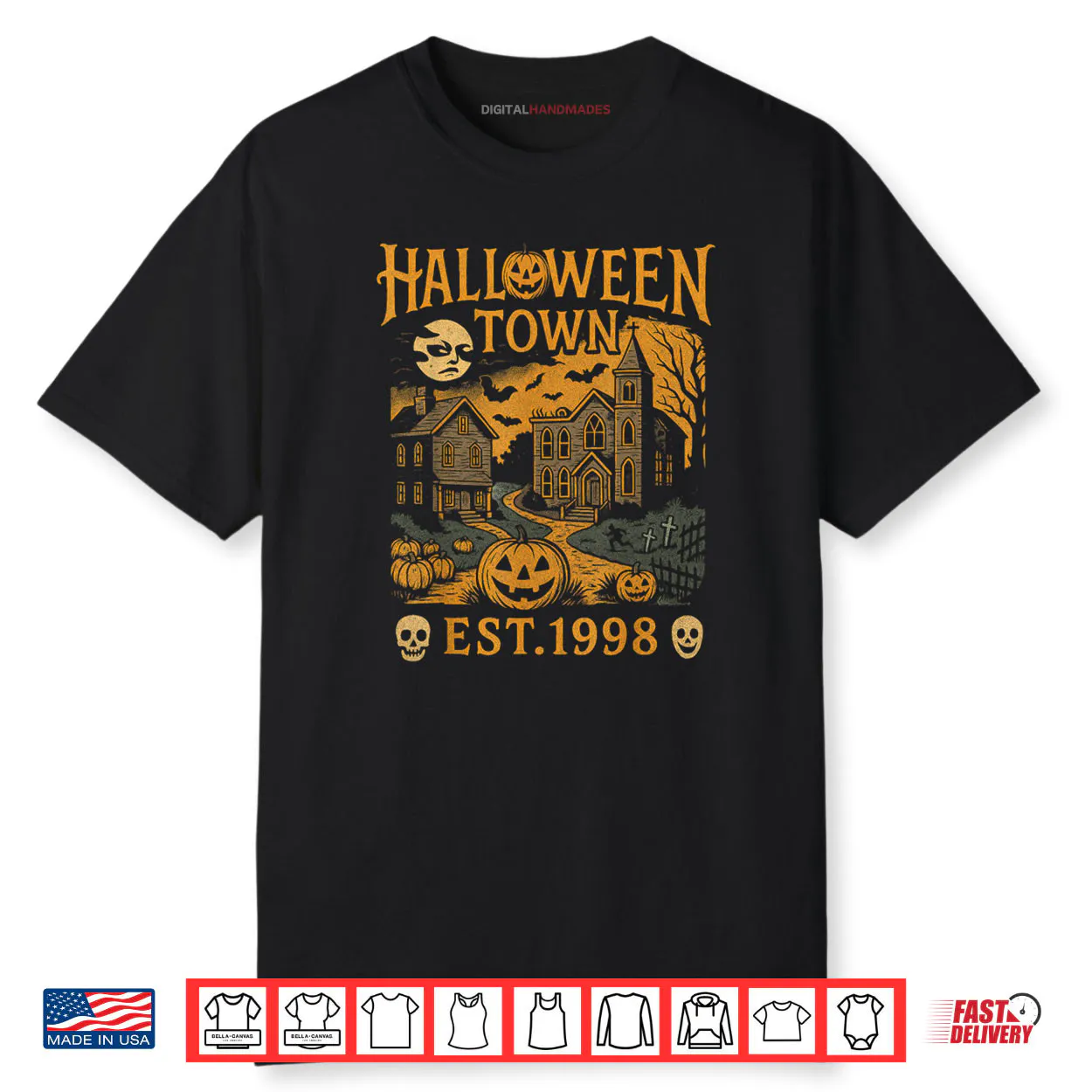 Halloween Town Scene Pumpkin Graveyard Horror Shirt Halloween Town Scene Pumpkin Graveyard Horror Shirt