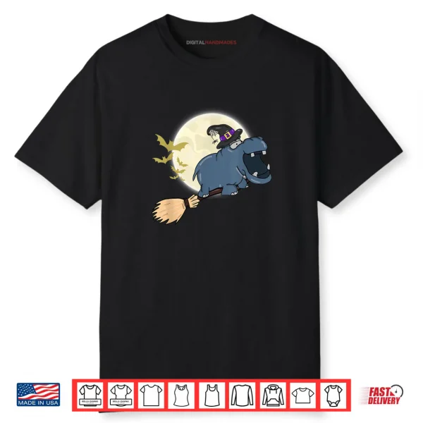 Hat Witch Hat Riding Broom Stick Zoo Animal Lover Shirt