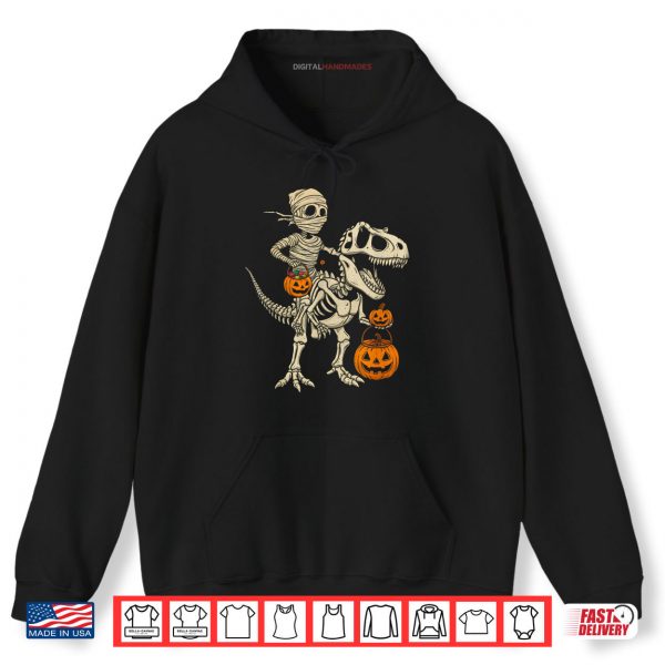Hoodie Mummy Skeleton Riding Dinosaur T Rex Shirt