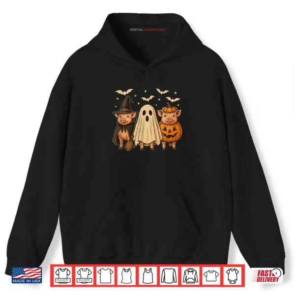 Three Halloween Pigs Cosplay Witch Boo Carved Pumpkin Shirt 1 Hoodie Three Halloween Pigs Cosplay Witch Boo Carved Pumpkin Shirt 1