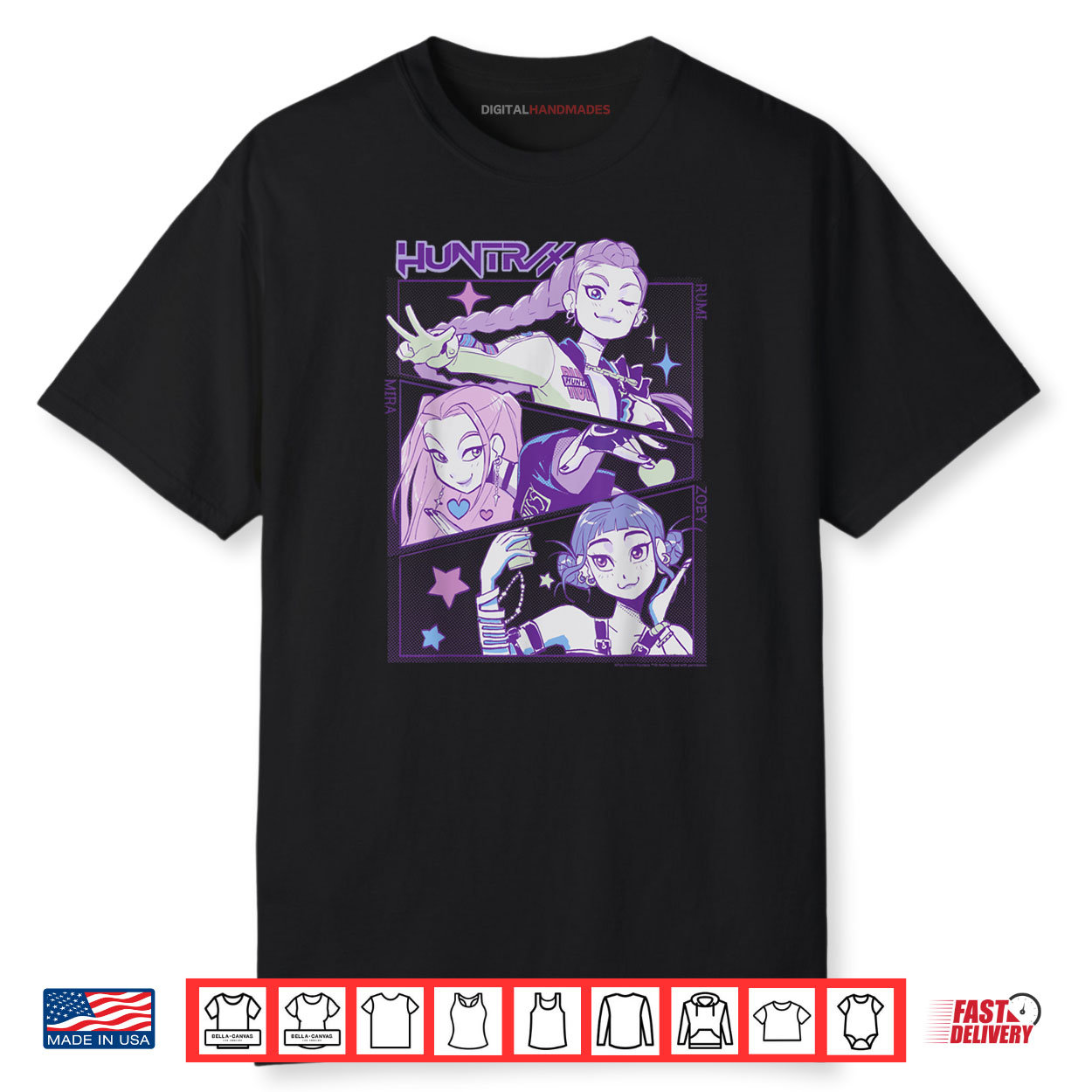 Huntrix Cute Vintage Animated Panels Shirt Huntrix Cute Vintage Animated Panels Shirt