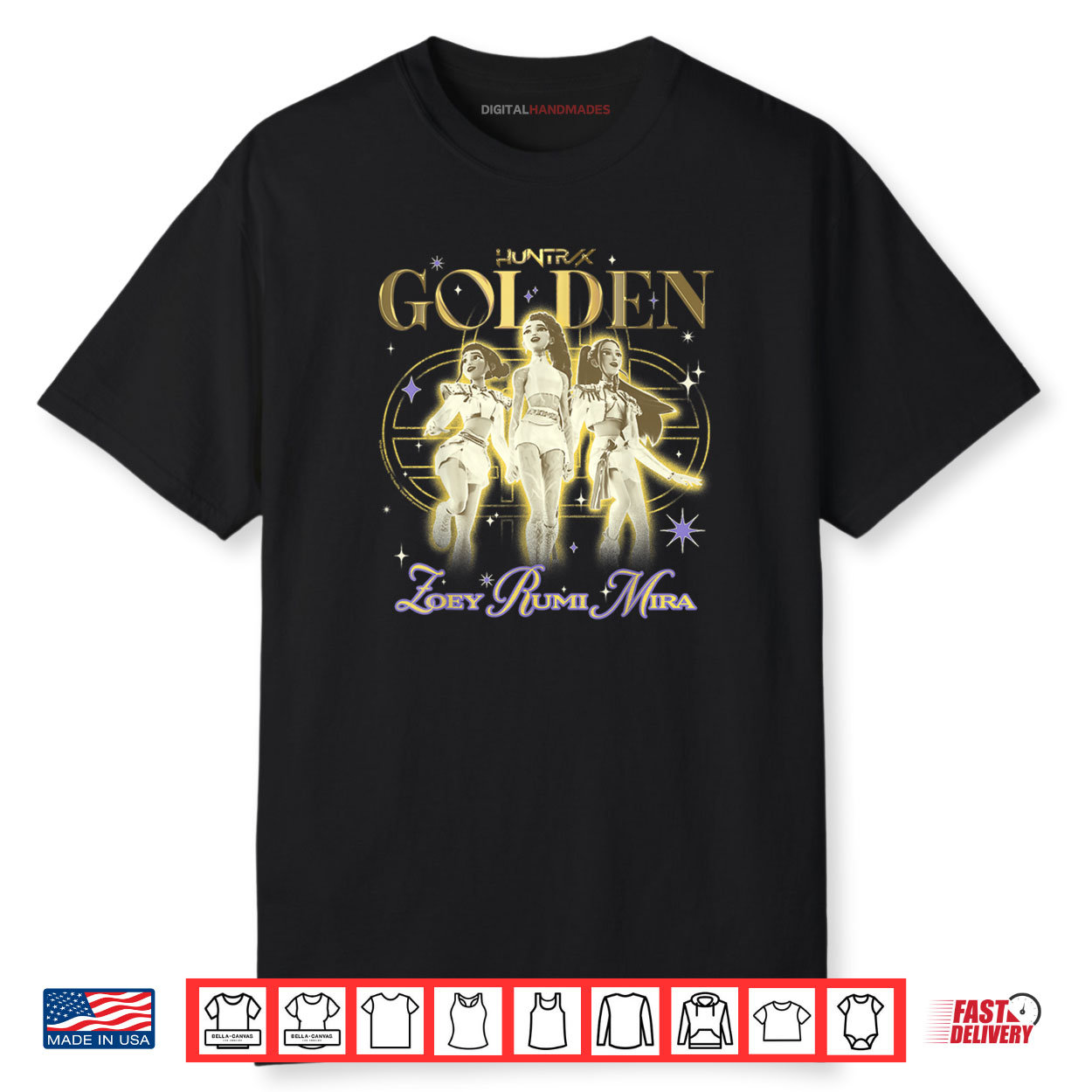 Huntrix Golden Zoey Rumi Mira Retro Shirt Huntrix Golden Zoey Rumi Mira Retro Shirt
