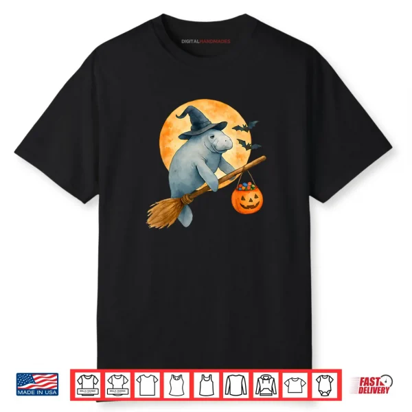 Manatee Witch Hat Pumpkin Halloween Shirt